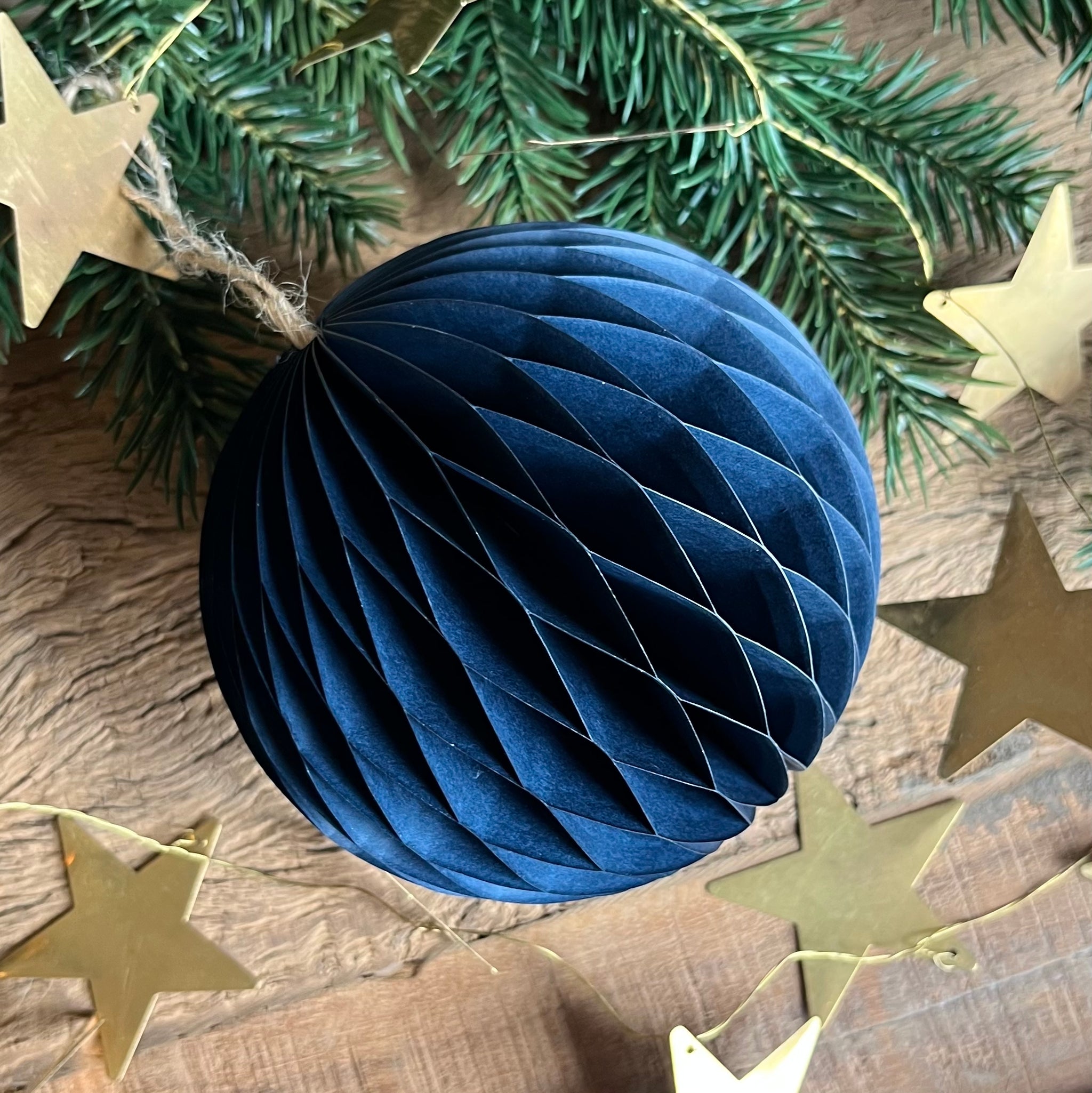 Honeycomb Baubles in Navy Blue Camperdown Lane