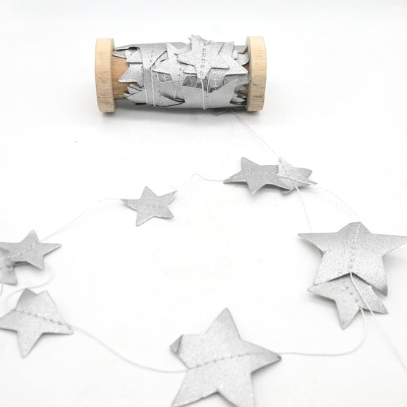 Paper Star Garland on Bobbin 5m - Silver