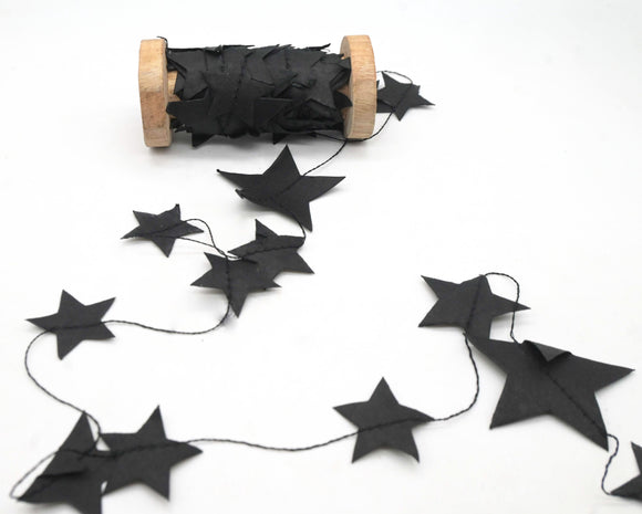 Paper Star Garland on Bobbin 5m - Black