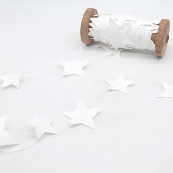 Paper Star Garland on Bobbin 5m - White