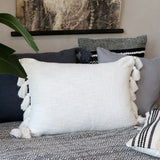 Off White Tassel Cushion 70x40 cm