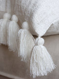 Off White Tassel Cushion 70x40 cm