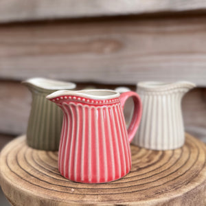 Small Ribbed Jug in Coral