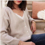 Button Mohair Long Sleeve Cardigan