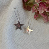 Silver Dangle Earrings with Layered Copper Star