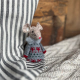 Felt Mouse In Grey Nordic Jumper