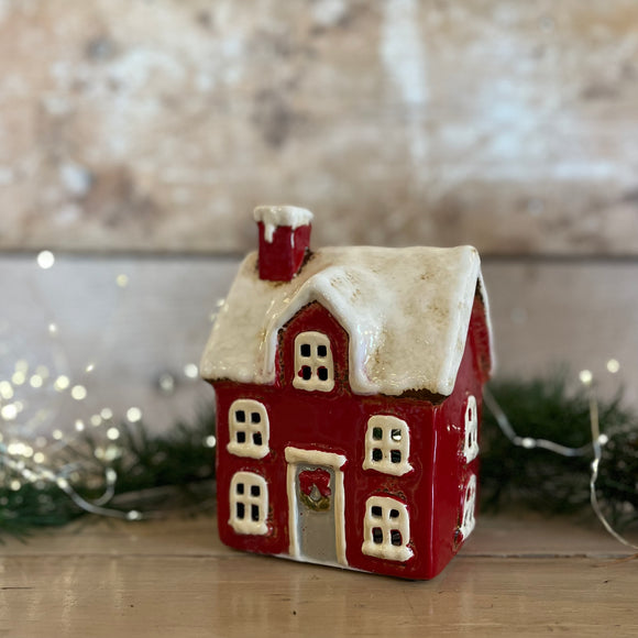 Large Ceramic Christmas House for Tealight