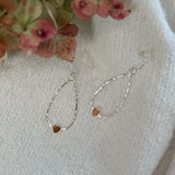 Silver Teardrop Earrings with Copper Heart