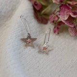 Silver Dangle Earrings with Layered Copper Star