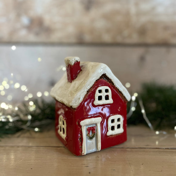 Small Ceramic Christmas House for Tealight