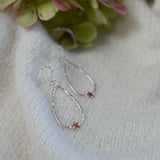 Silver Teardrop Earrings with Copper Star