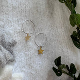 Mini Brass Star Hoop Earrings