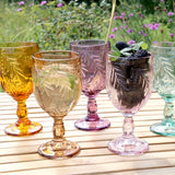 Embossed Wine Glasses in Leaf design & Assorted Colours