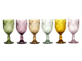 Embossed Wine Glasses in Leaf design & Assorted Colours