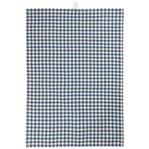 Dark Blue Gingham Cotton Teatowel