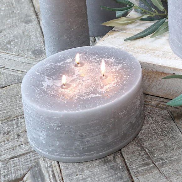 Rustic 3 Wick Candle in French Grey