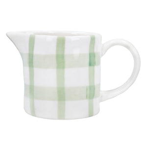 Mini Green Checked Stoneware Jug