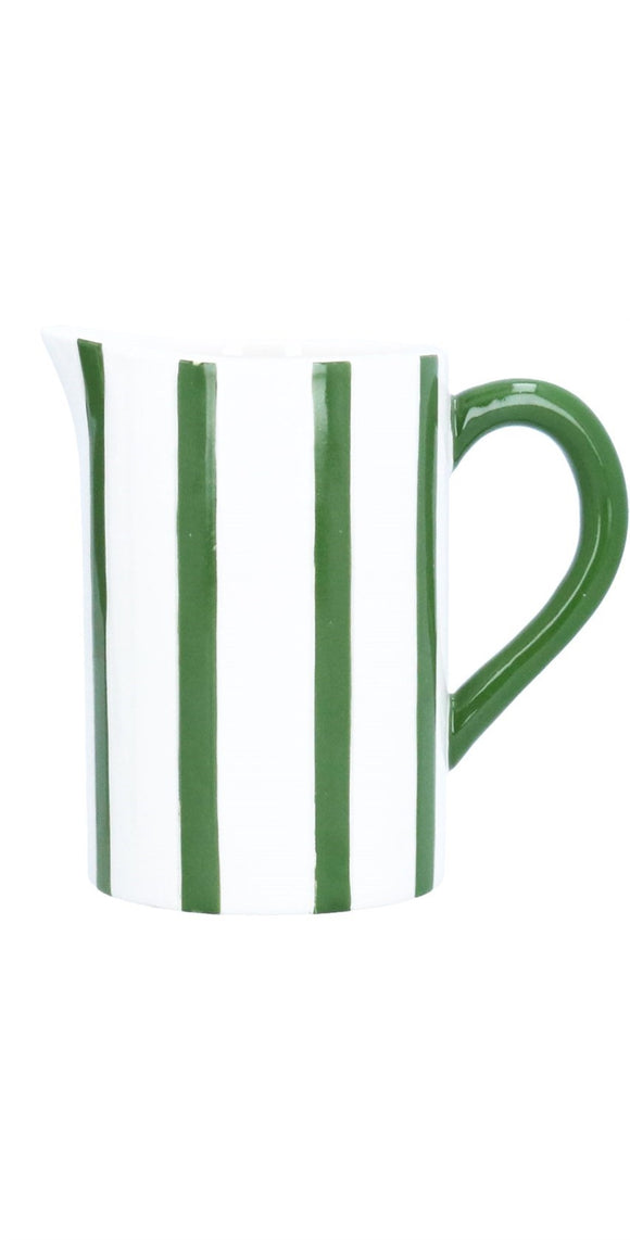 Green Stripe Ceramic Jug 14cm