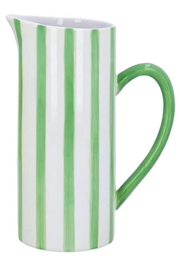 Green Stripe Ceramic Jug 23cm