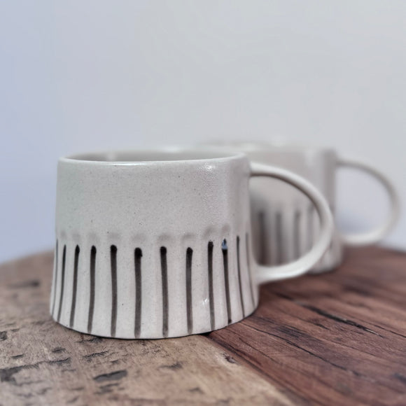 Handmade Ridged Mug in Pebble