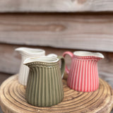 Small Ribbed Jug in Olive