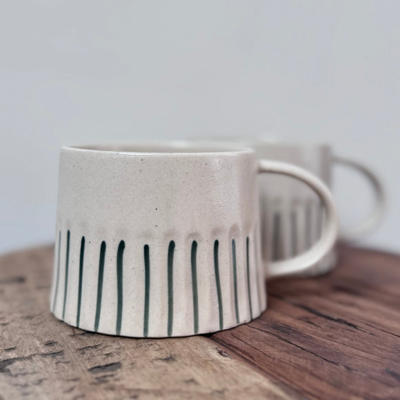 Handmade Ridged Mug in Forest