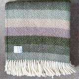 Pure New Wool Throw in Green Stripes