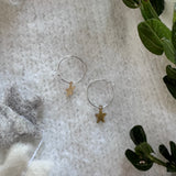 Mini Brass Star Hoop Earrings