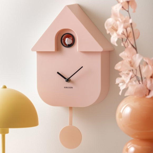 Modern Cuckoo Clock in Pale Pink