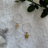 Mini Brass Star Hoop Earrings