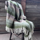 Pure New Wool Throw in Green Stripes