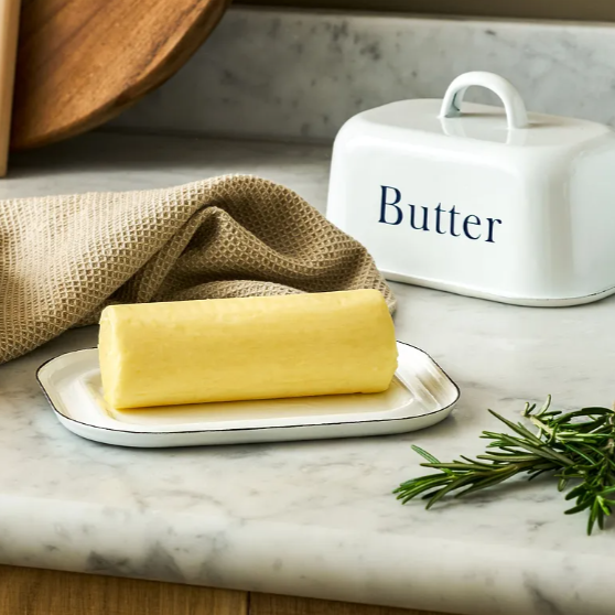 White Enamel Butter Dish