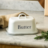 White Enamel Butter Dish