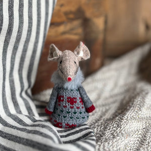 Felt Mouse In Grey Nordic Jumper