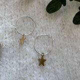 Mini Brass Star Hoop Earrings