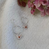 Silver Dangle Earrings with Layered Copper Heart