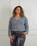 Soft V Neck Cardigan in Charcoal