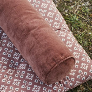 Velvet Bolster Cushion in Rust