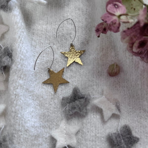 Brass Star Drop Earrings