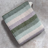 Pure New Wool Throw in Green Stripes