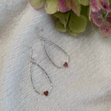 Silver Teardrop Earrings with Copper Heart