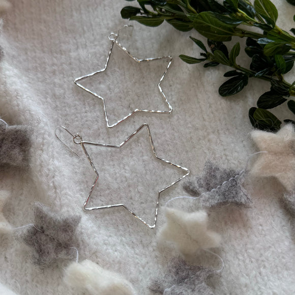 Large Dangle Star Earrings