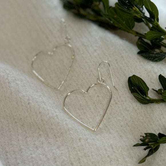 Large Dangle Heart Earrings