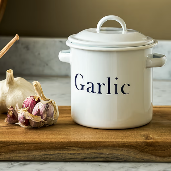 White Enamel Garlic Store