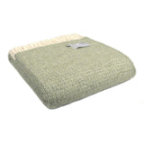 Pure New Wool Throw in Green & Grey Illusion Design