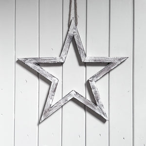 White Washed Wooden Star 40cm