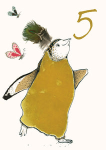 Age 5 Dancing Penguin Card