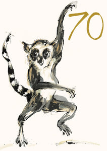 Age 70 Dancing Lemur Card