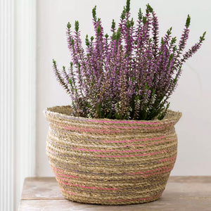 Pink Weave Seagrass and Cotton Planter