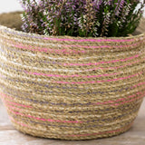 Pink Weave Seagrass and Cotton Planter